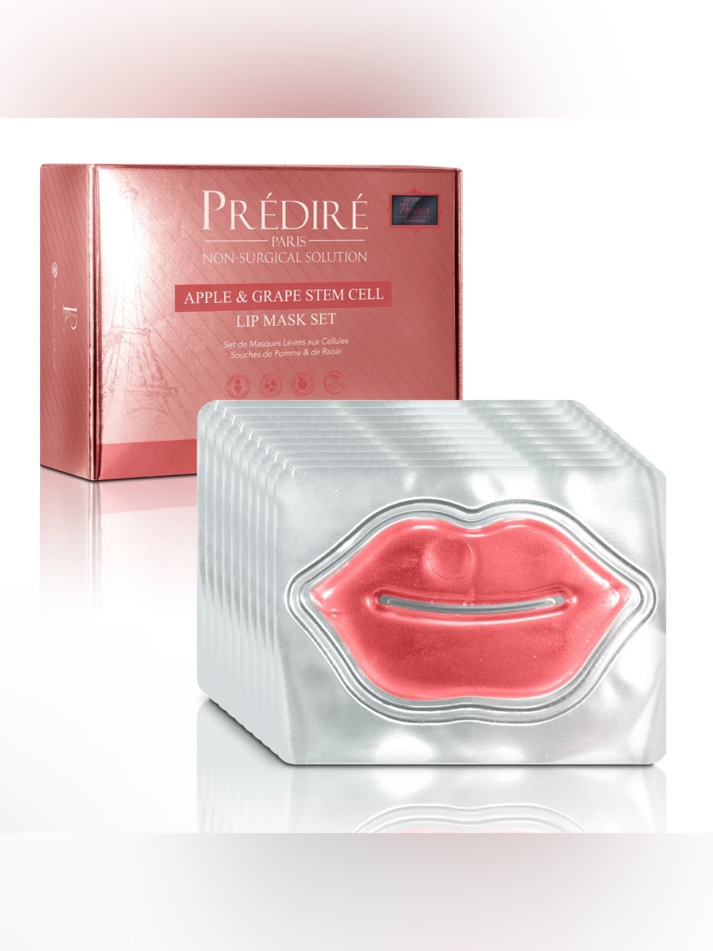 Prédiré Apple & Grape Stem Cell Pink Lip Mask Set - Hydrating (10 Pairs)